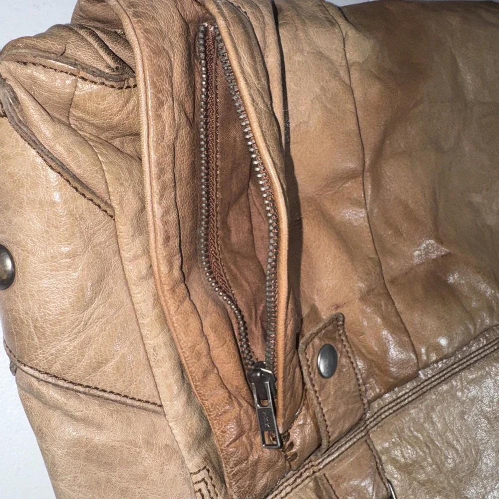 Vintage Hollies Stockholm  Leather Messenger Bag Distressed Tan Patinaed BOHO